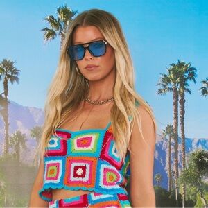 NEW Show Me Your Mumu Virgo Crochet Crop Top Rainbow Large NWT